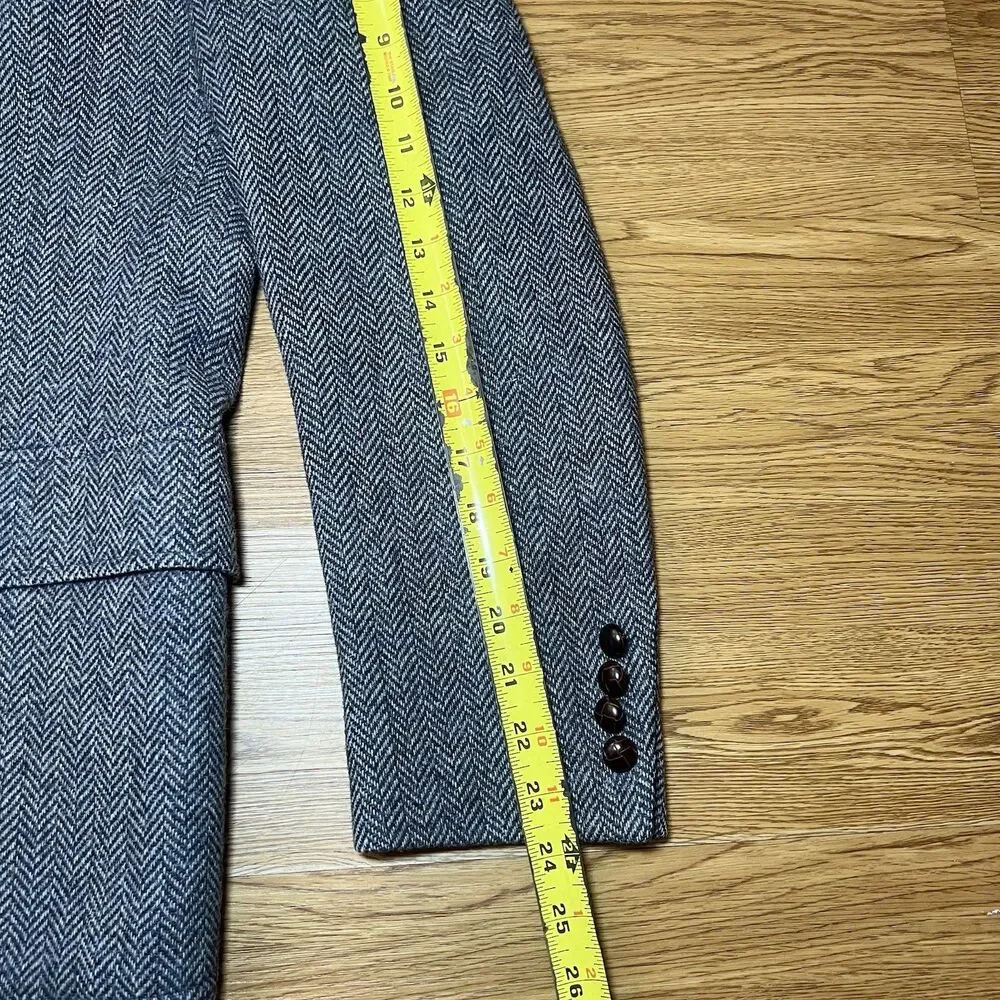 Vtg Men's Cricketeer Harris Grey Tweed 100% Wool Blazer Coat Herringbone Sz 40